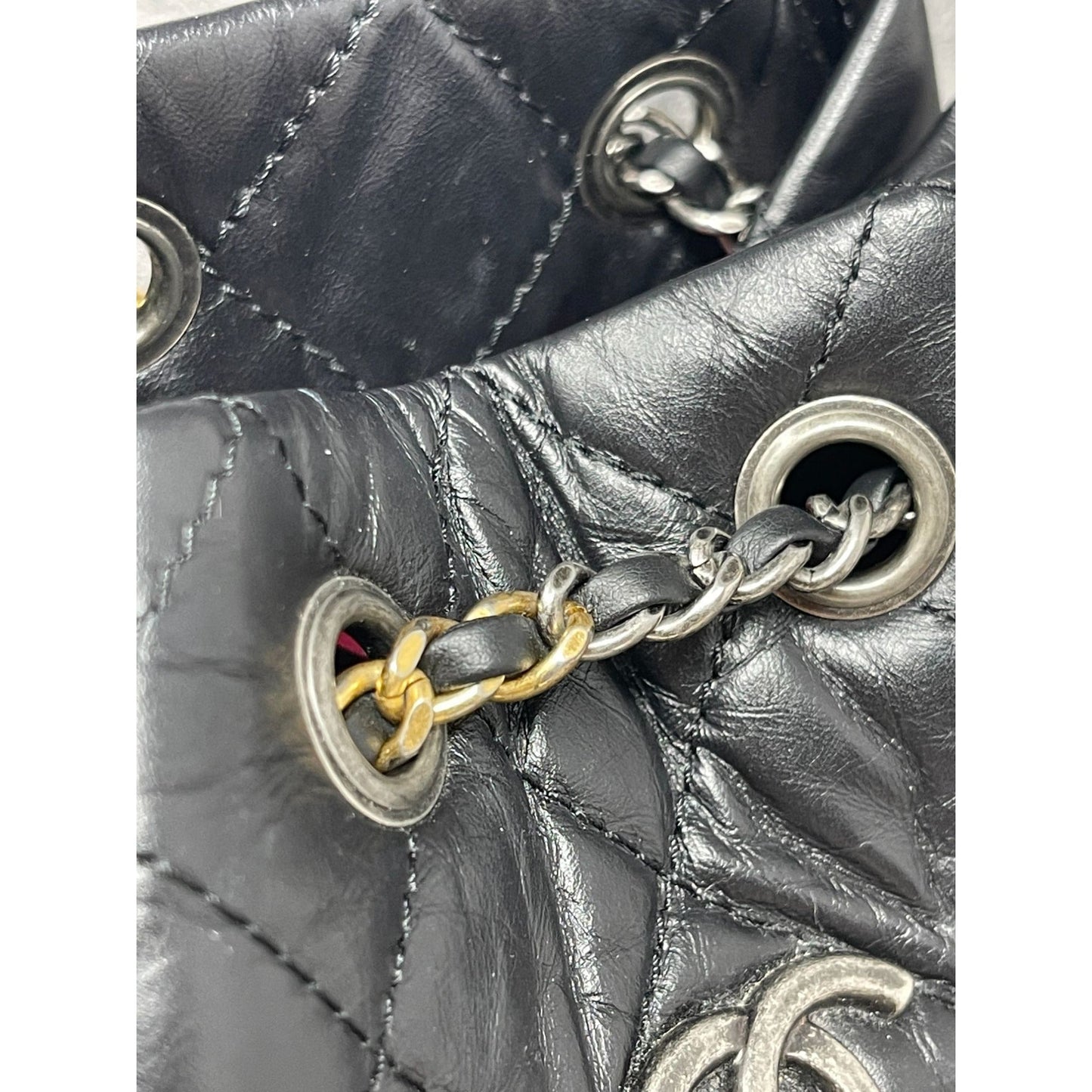 CHANEL Chanel Aged Calfskin Quilted Small Gabrielle Backpack Black - Black