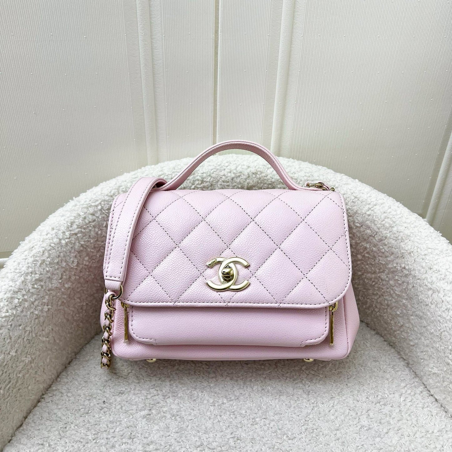 Chanel Small Business Affinity Flap in 22P Light Pink Caviar and LGHW
