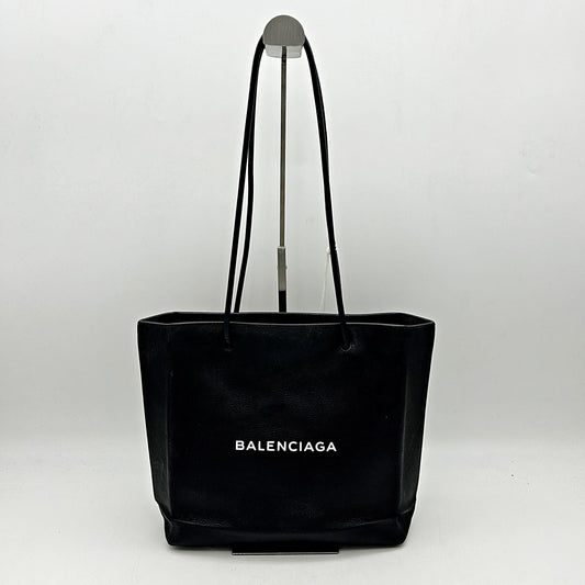 Pre-owned BALENCIAGA Calfskin Logo Small Shopping Black LA39923