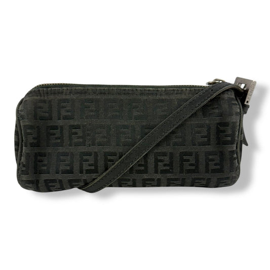 Fendi Black Zucchino Canvas Baguette Mini Handbag