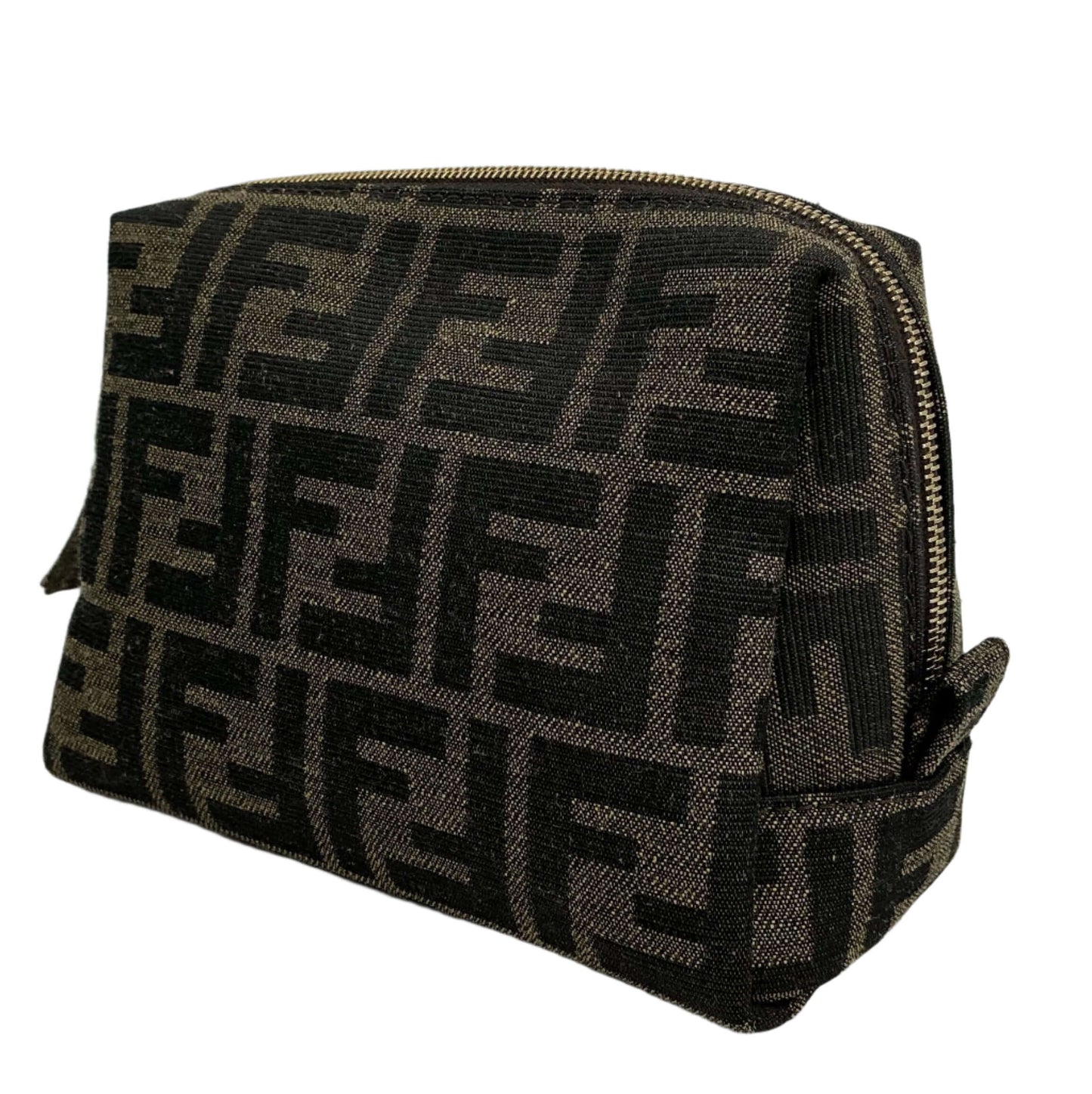 Fendi FF 1974 Trapezoid Beauty Pouch – Small Jacquard Canvas Cosmetic Case