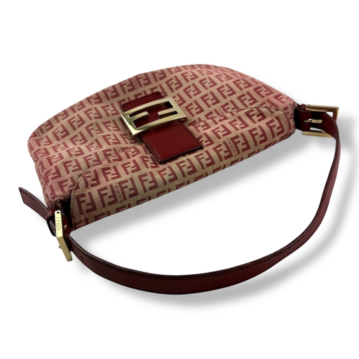 Fendi FF Baguette Zucchino Mamma Pink/Red Canvas Pochette Handbag