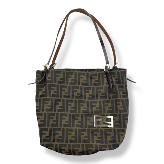 Fendi FF Monogram Zucca Brown Shoulder Tote Handbag
