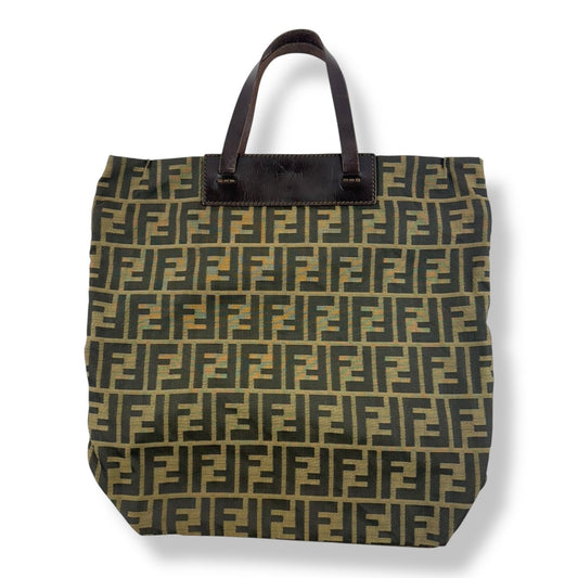 Fendi FF Monogram Zucca Brown Shoulder Tote Handbag