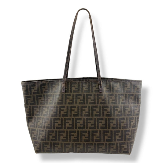 Fendi Roll Bag Brown Leather Tote Handbag