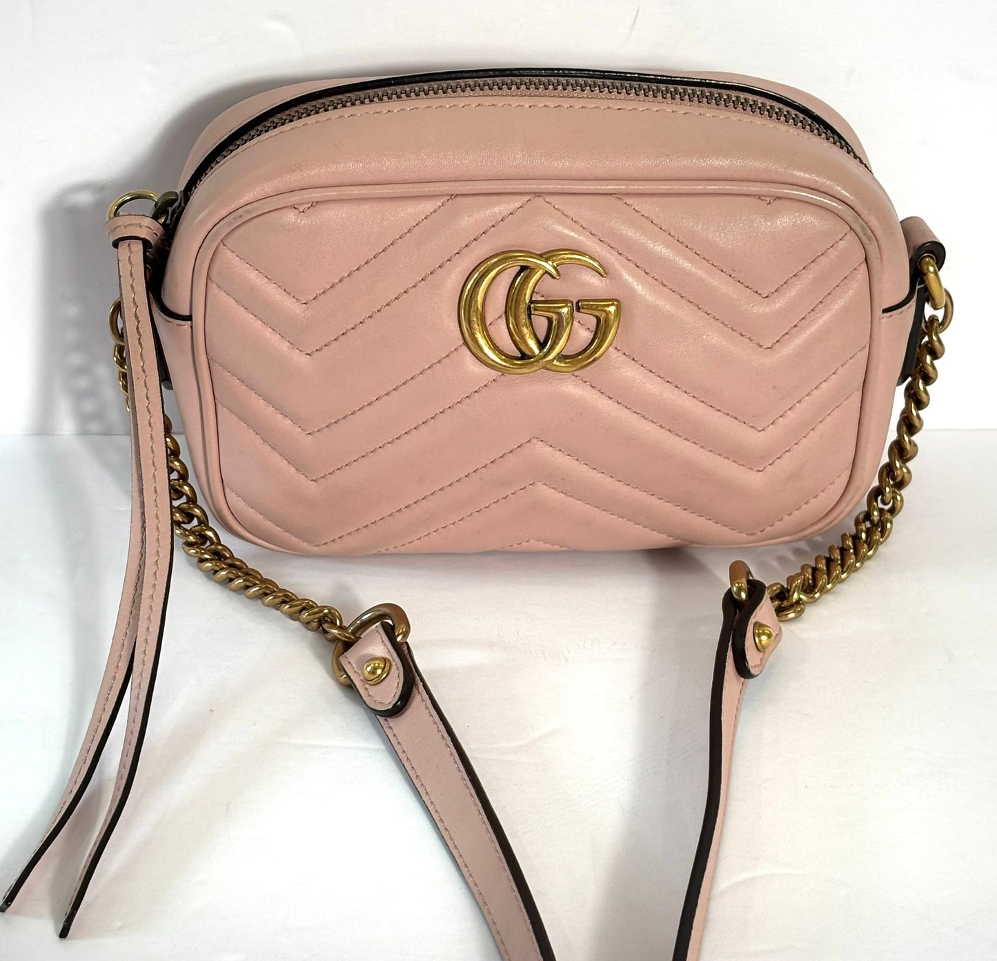 GUCCI GG MARMONT CALFSKIN LEATHER MINI CROSSBODY BAG