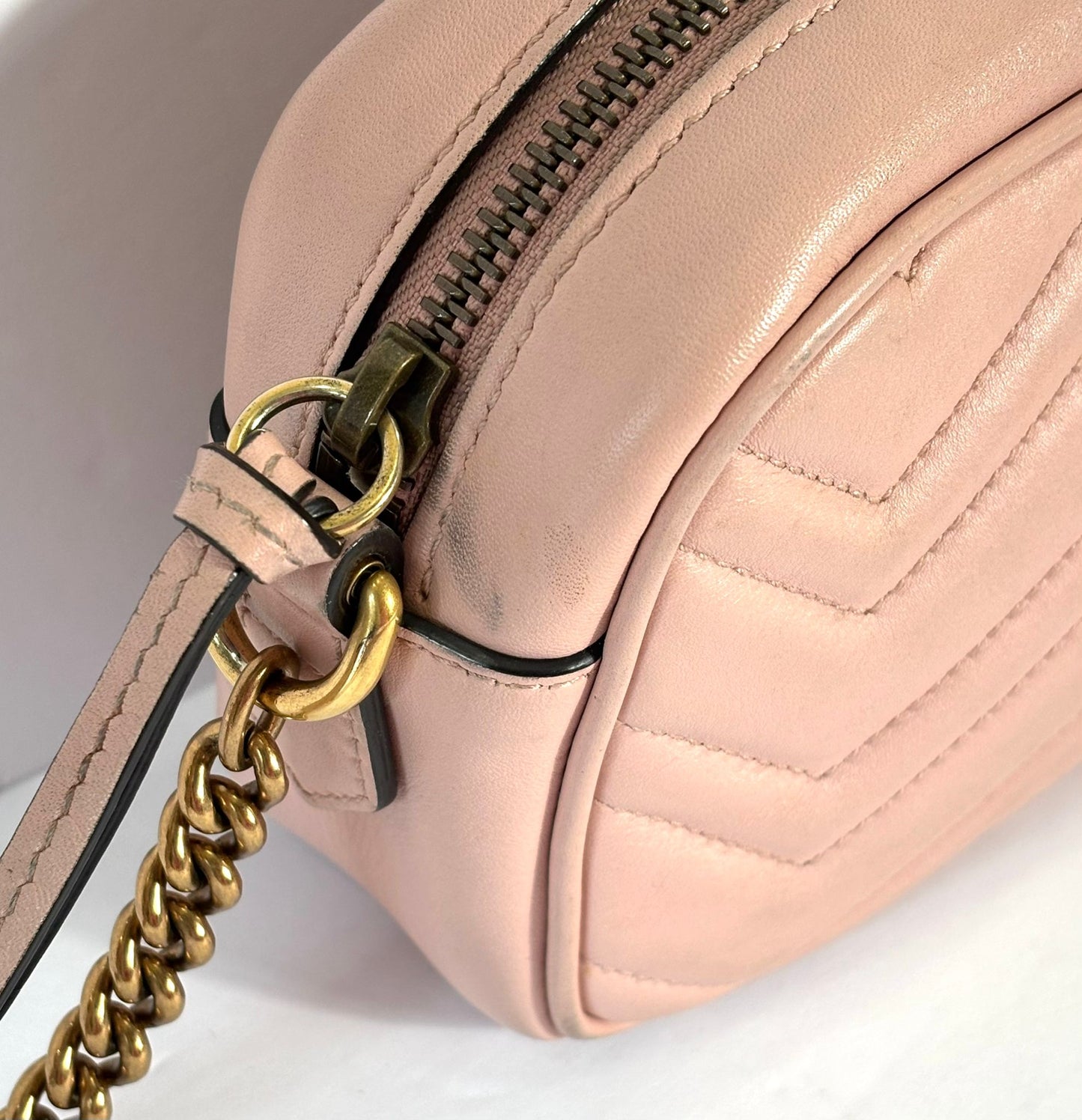 GUCCI GG MARMONT CALFSKIN LEATHER MINI CROSSBODY BAG