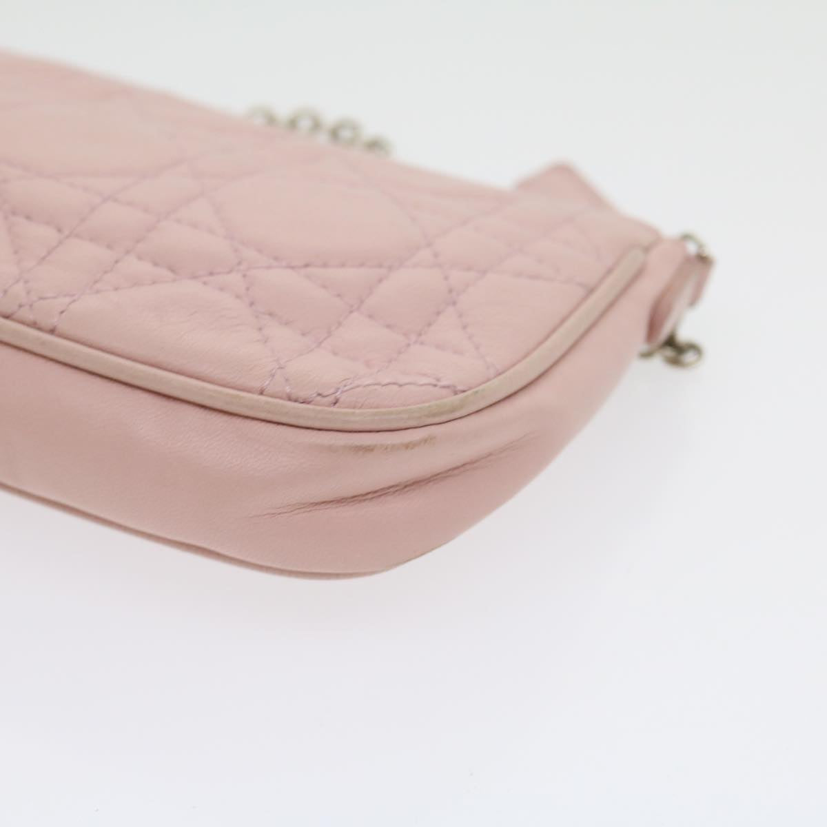CHRISTIAN DIOR Lady Dior Canage Accessory Pouch Pink Auth am2660gA