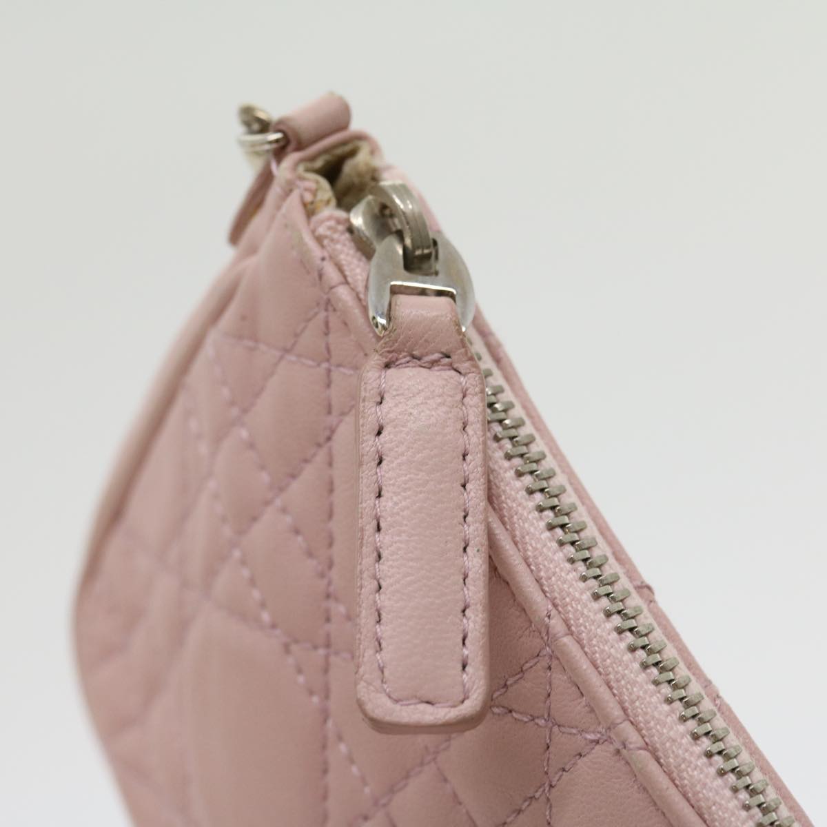 CHRISTIAN DIOR Lady Dior Canage Accessory Pouch Pink Auth am2660gA