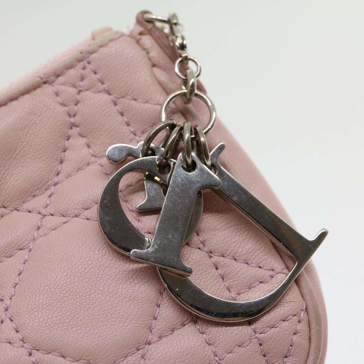 CHRISTIAN DIOR Lady Dior Canage Accessory Pouch Pink Auth am2660gA