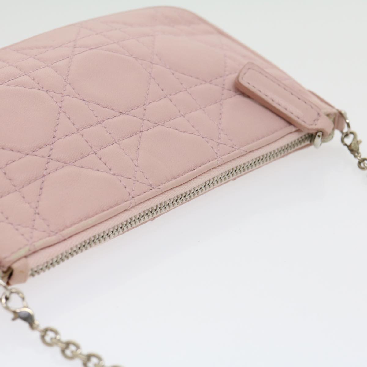 CHRISTIAN DIOR Lady Dior Canage Accessory Pouch Pink Auth am2660gA