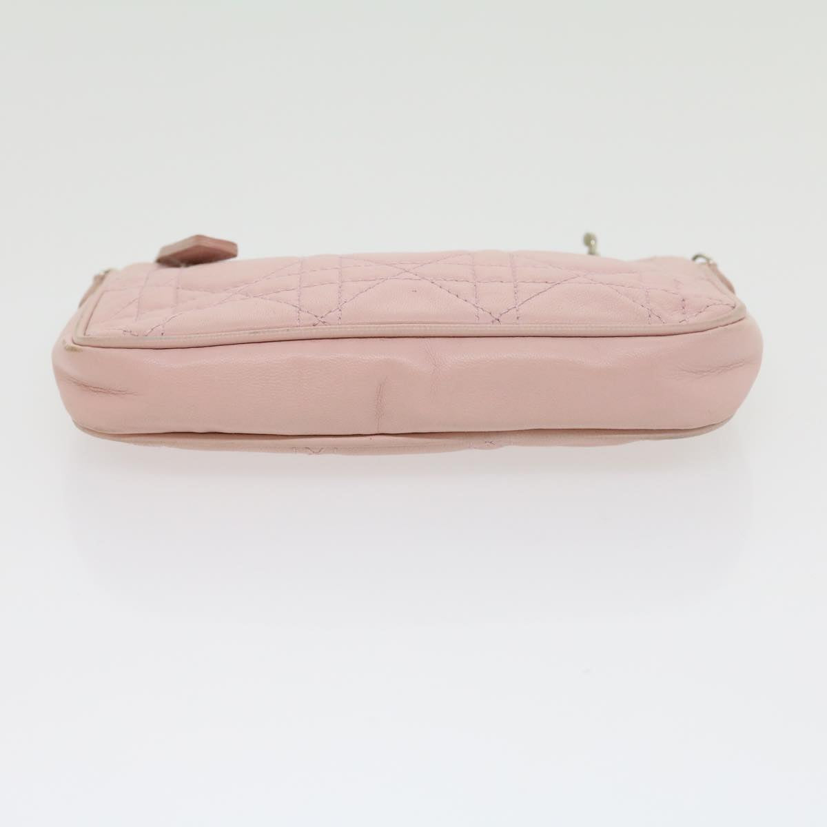 CHRISTIAN DIOR Lady Dior Canage Accessory Pouch Pink Auth am2660gA
