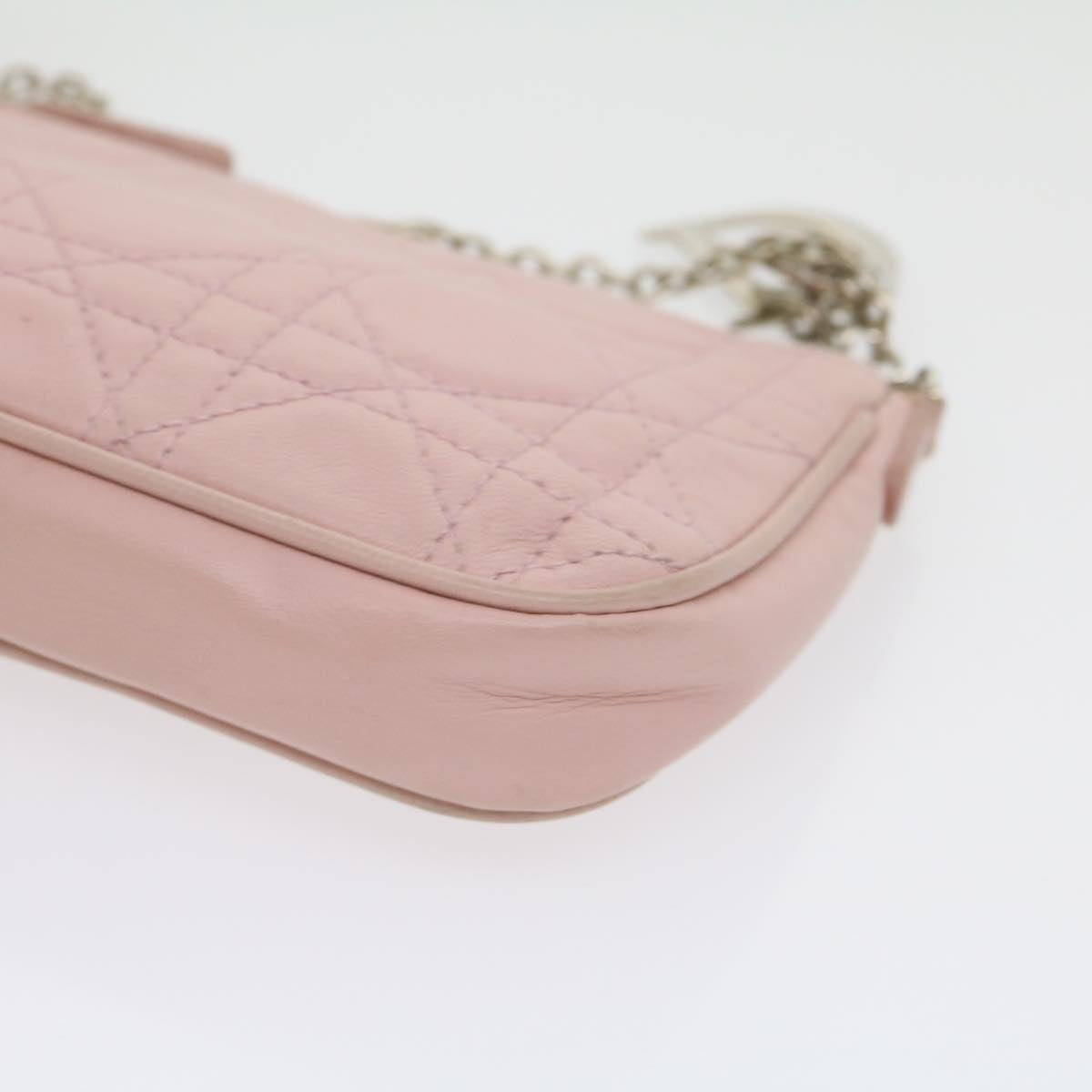CHRISTIAN DIOR Lady Dior Canage Accessory Pouch Pink Auth am2660gA