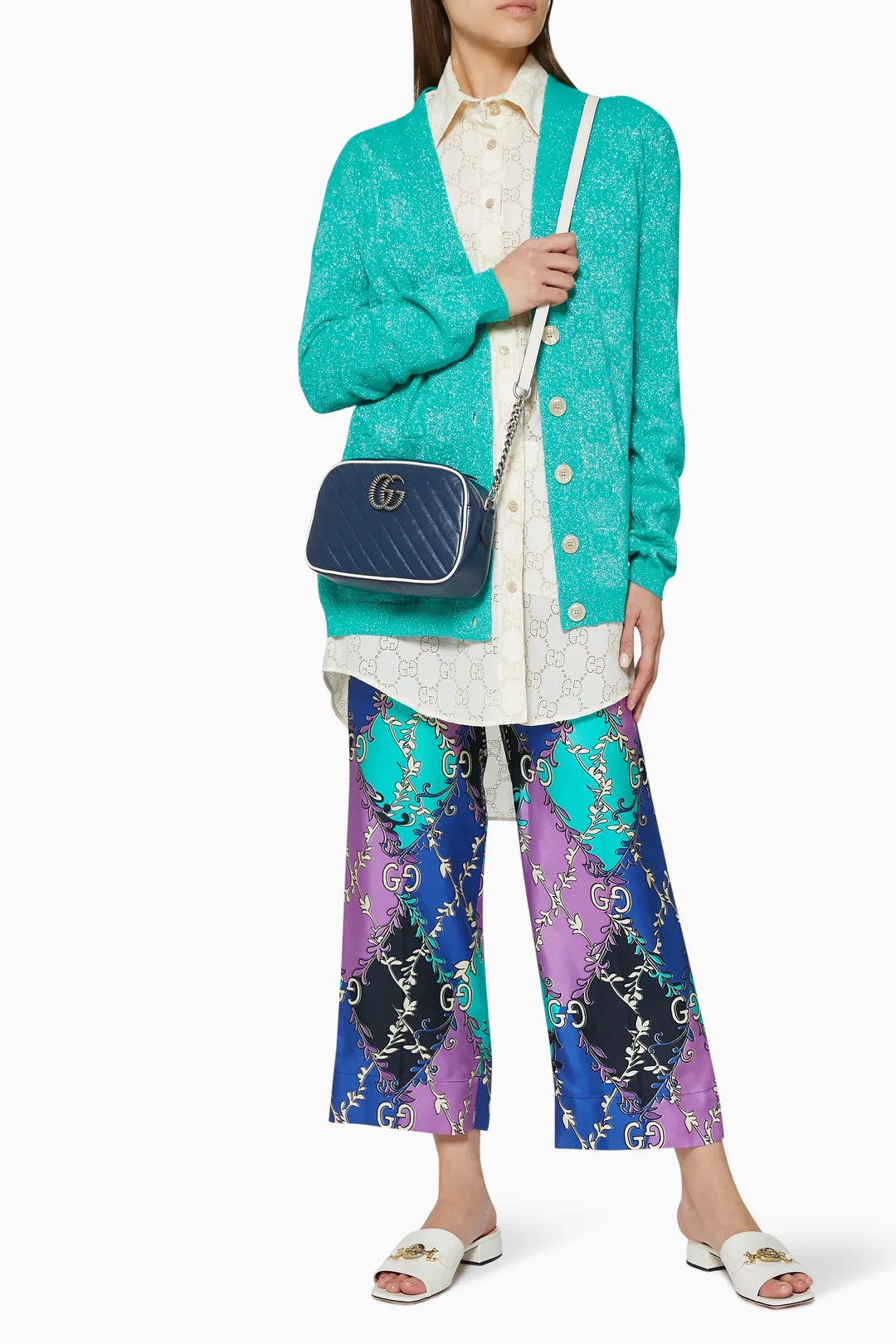 GUCCI GG MARMONT CALFSKIN LEATHER SMALL TORCHON SHOULDER BAG