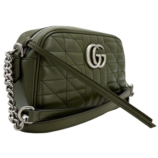 Gucci Calfskin Matelasse Aria Small GG Marmont Chain Shoulder Bag – Military Wood