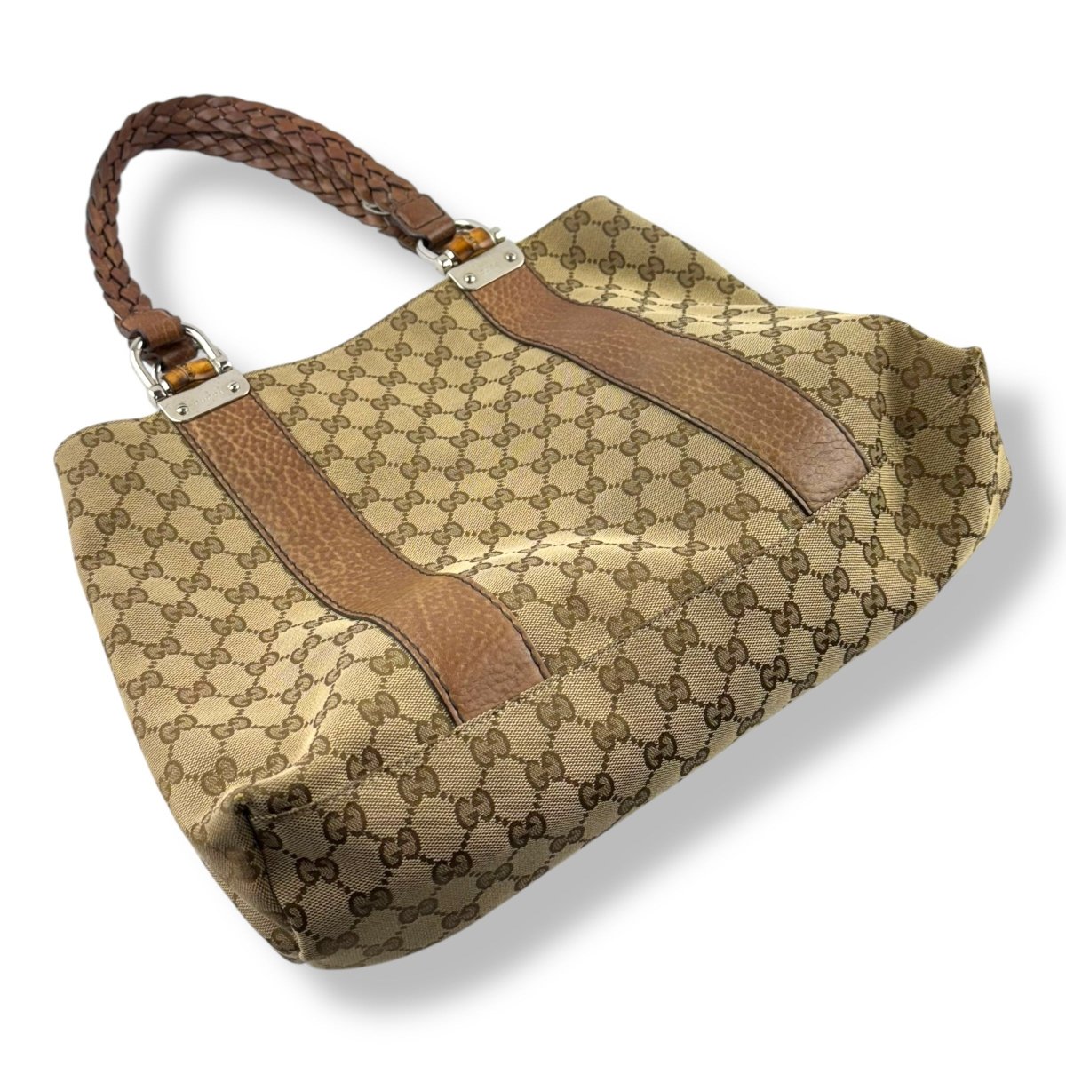 Gucci GG Bamboo Leather Brown Tote Handbag