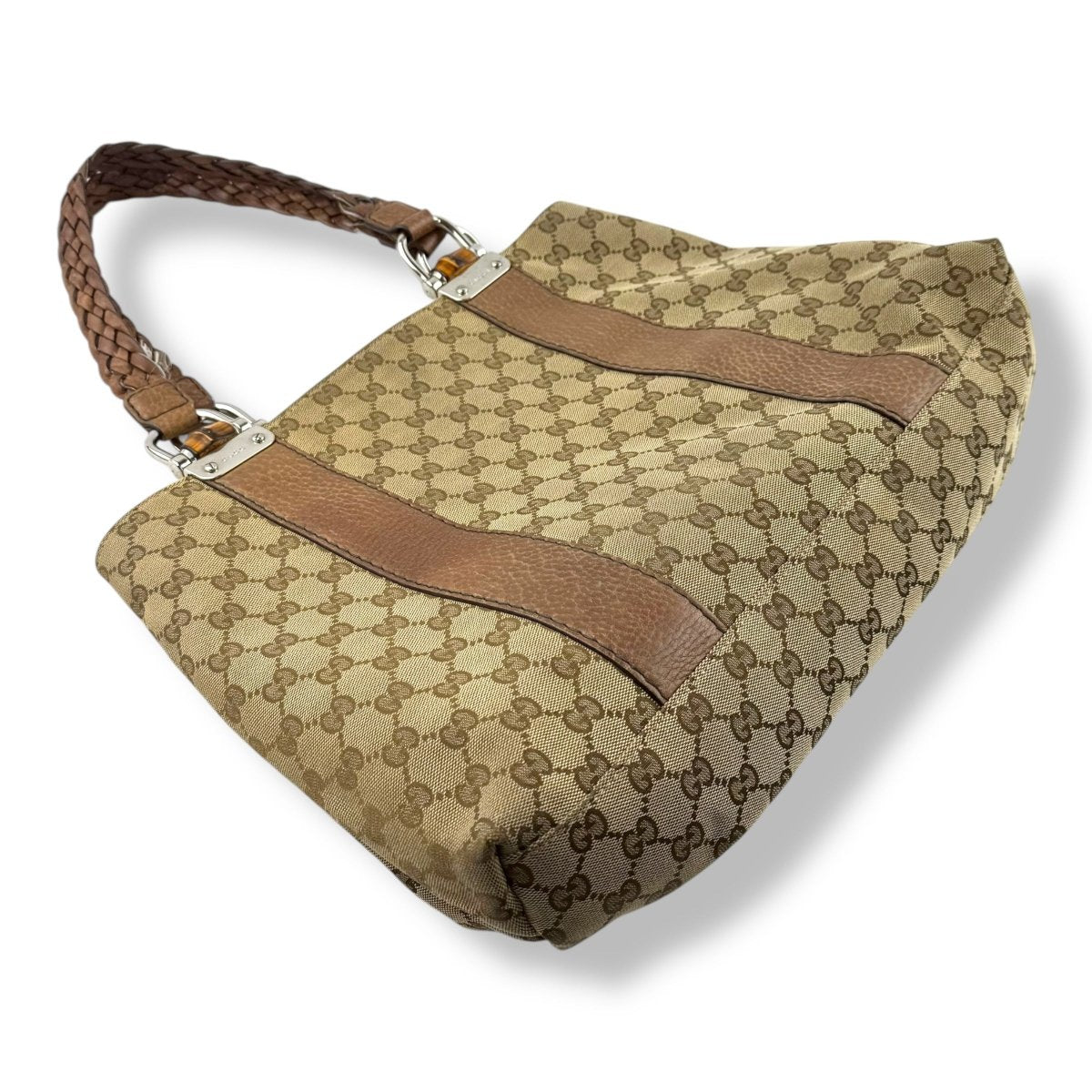 Gucci GG Bamboo Leather Brown Tote Handbag