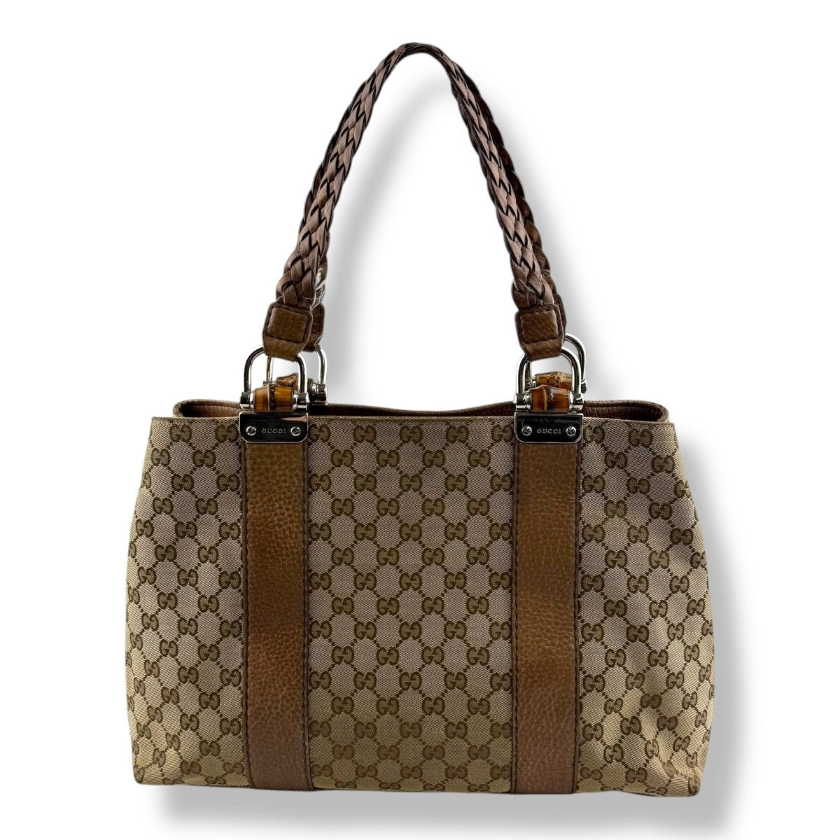 Gucci GG Bamboo Leather Brown Tote Handbag
