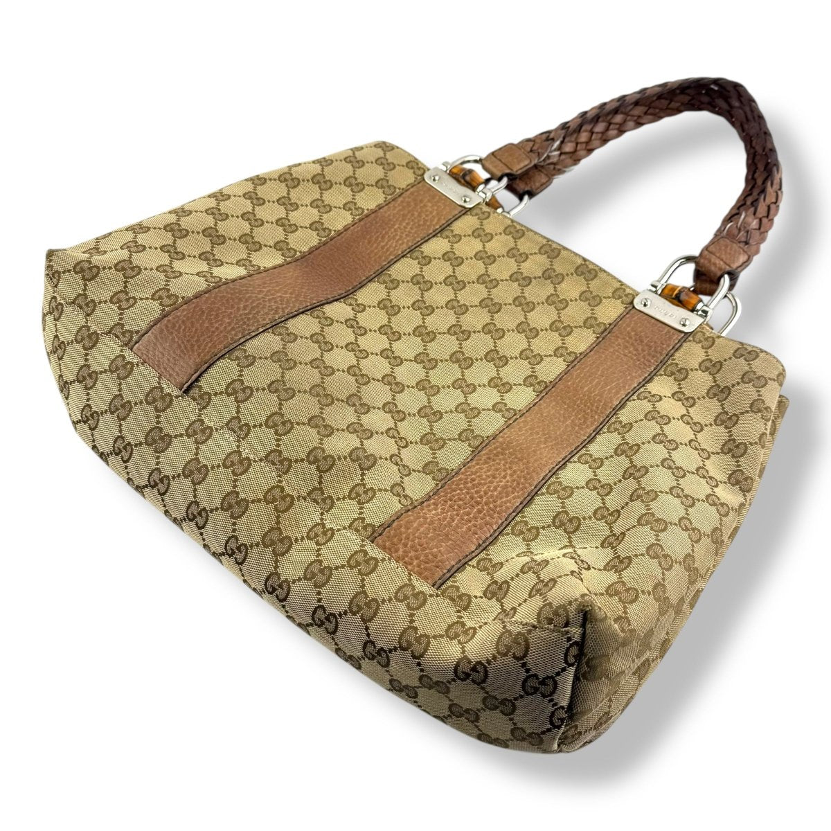 Gucci GG Bamboo Leather Brown Tote Handbag