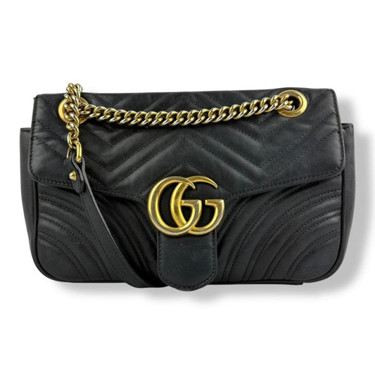 Gucci GG Marmont Black Leather Small Handbag