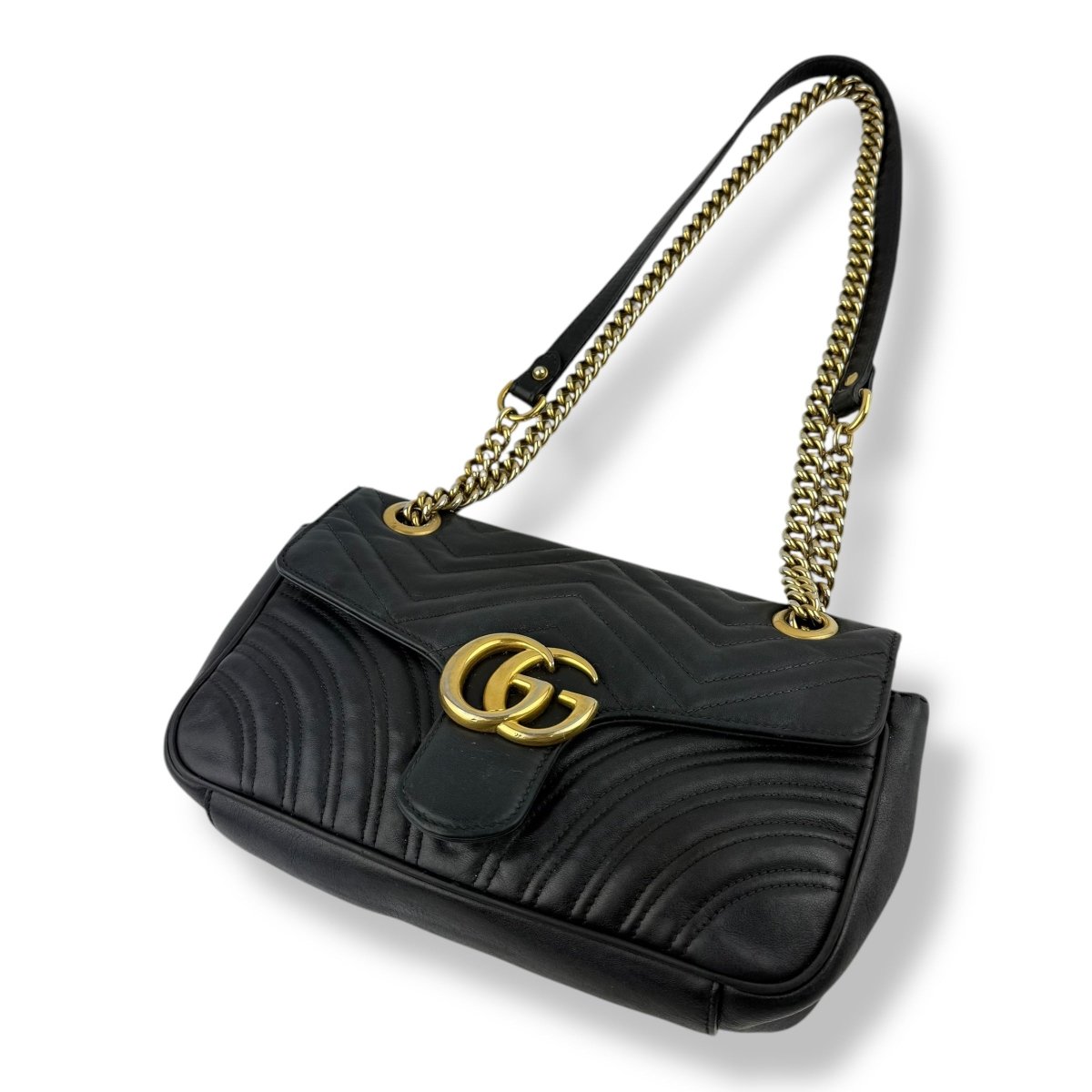 Gucci GG Marmont Black Leather Small Handbag