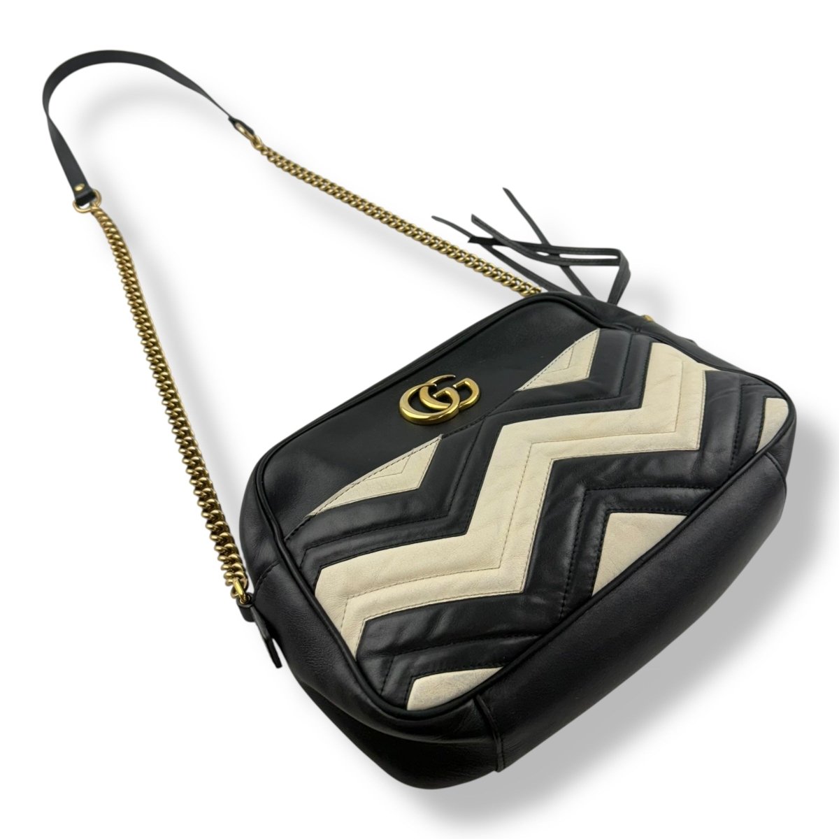 Gucci GG Marmont Black/White Leather Handbag