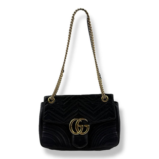 Gucci GG Marmont Flap Black Leather Large Handbag