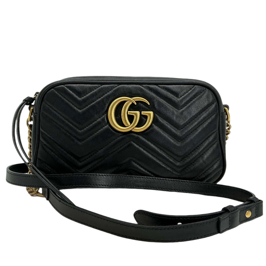 Gucci GG Marmont Small Matelassé Chevron Camera Bag – Black