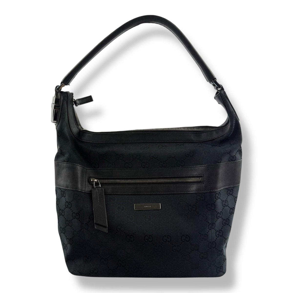 Gucci GG Monogram Black Hobo Shoulder Handbag