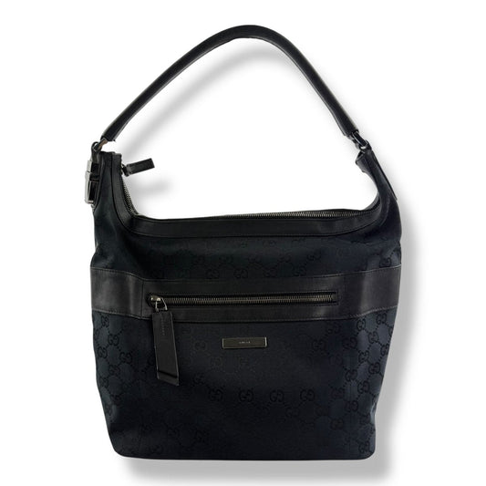 Gucci GG Monogram Black Hobo Shoulder Handbag