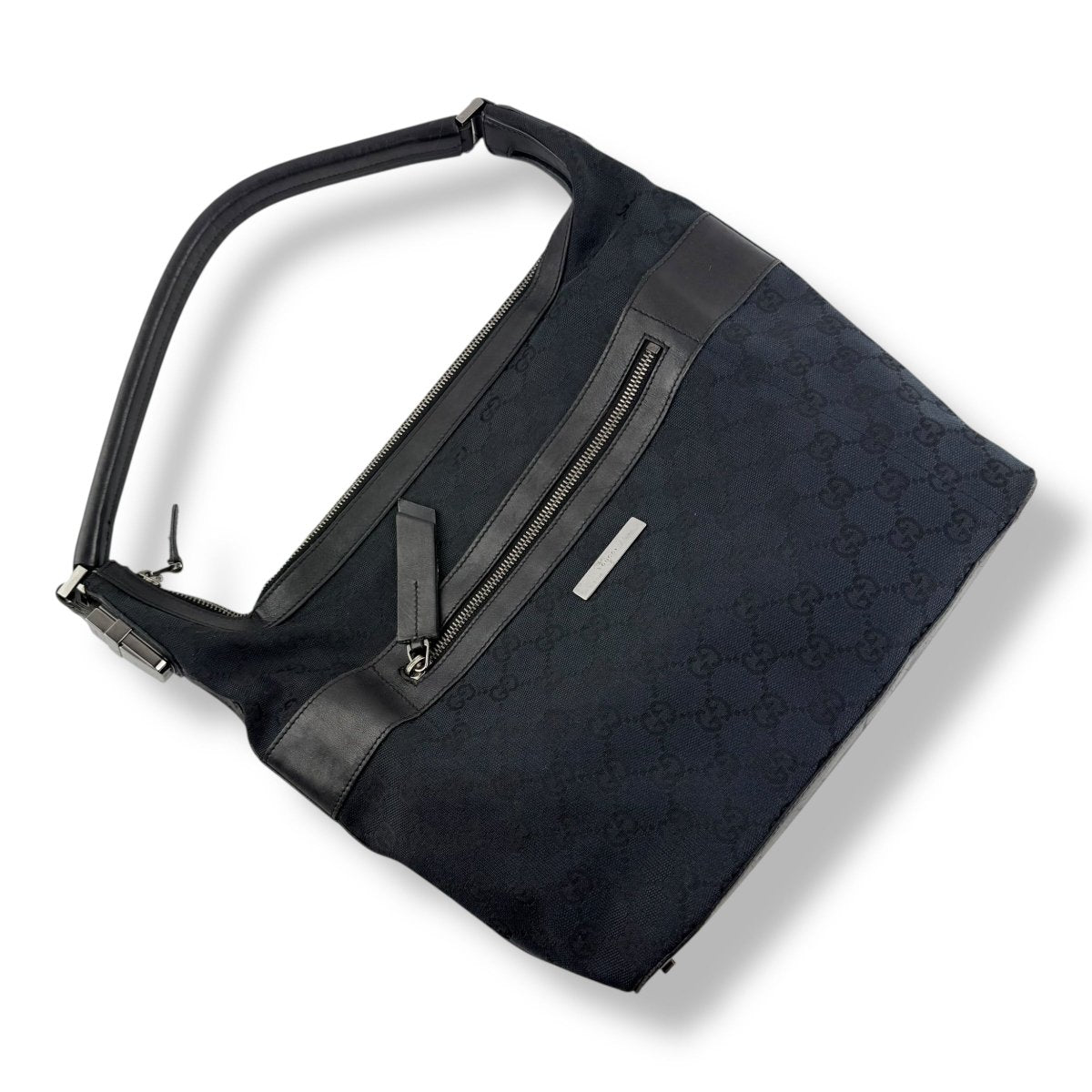 Gucci GG Monogram Black Hobo Shoulder Handbag