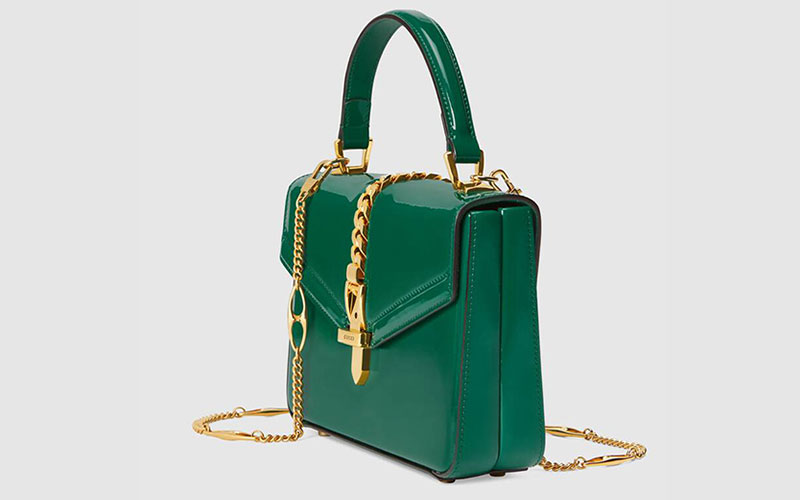Gucci 1969 Sylvie Top Handle Bag Patent Leather Mini