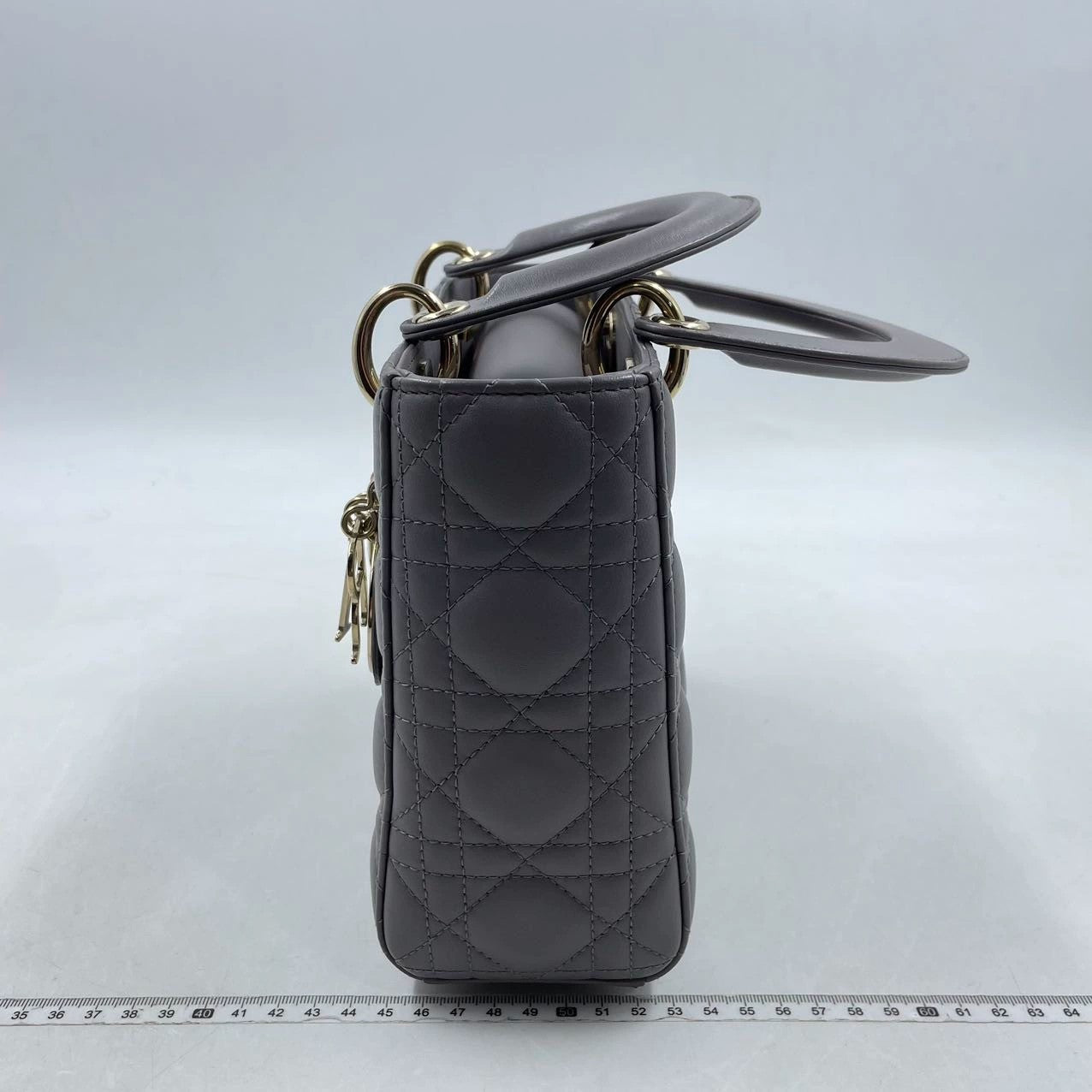 Dior Small Lady Dior ABC  in Gray  Lambskin and LGHW Enamel Buckle
