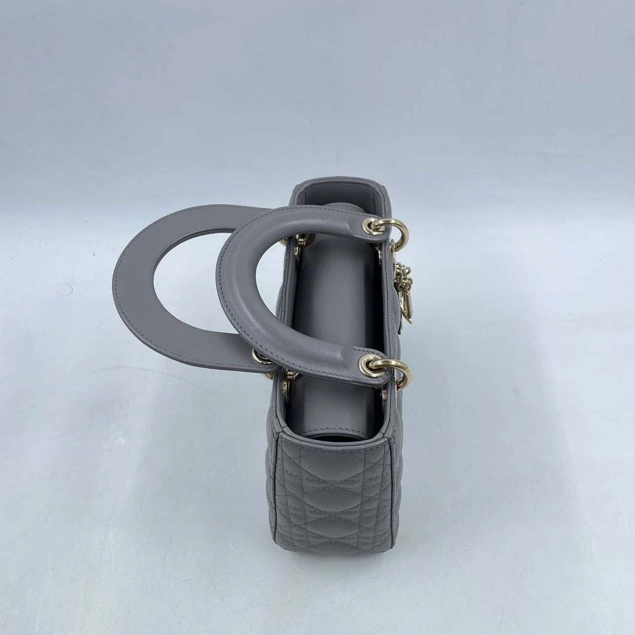 Dior Small Lady Dior ABC  in Gray  Lambskin and LGHW Enamel Buckle