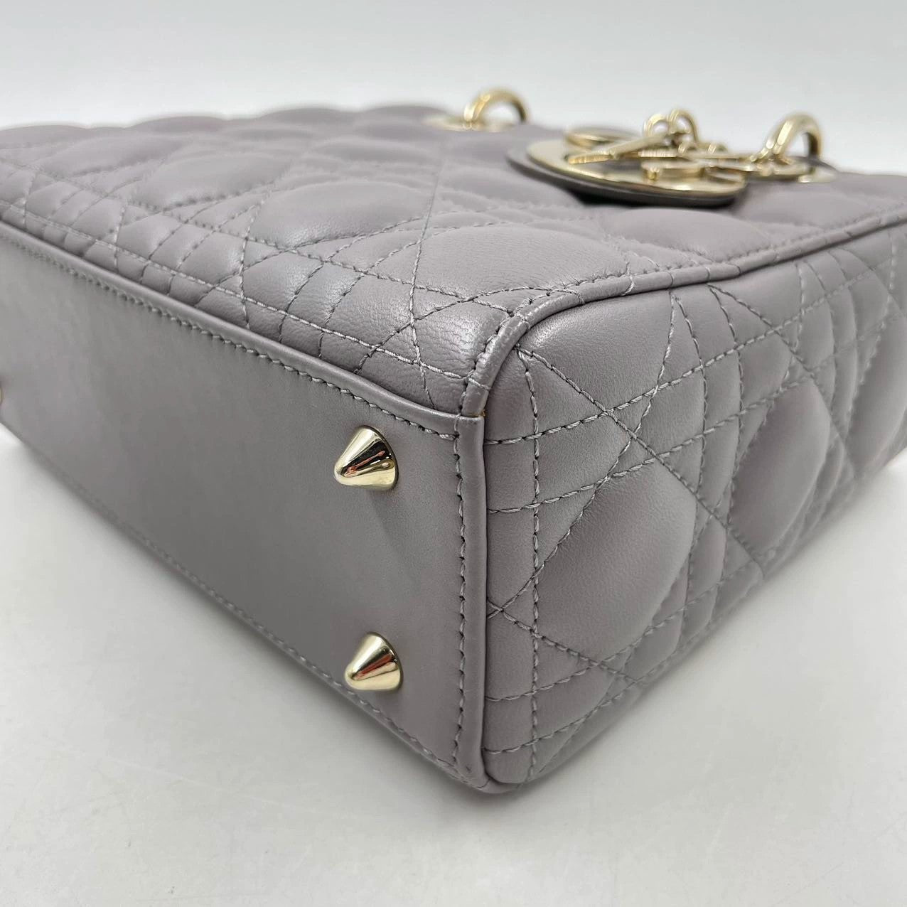 Dior Small Lady Dior ABC  in Gray  Lambskin and LGHW Enamel Buckle