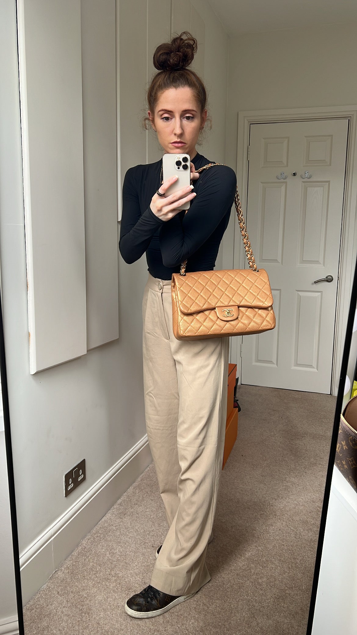 Chanel Jumbo Double Flap in Gold Caviar (RRP £9,670)