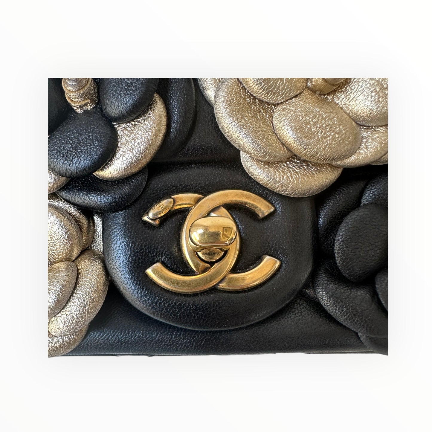 Chanel CC Camellia Flap Bag Embellished Sheepskin Mini