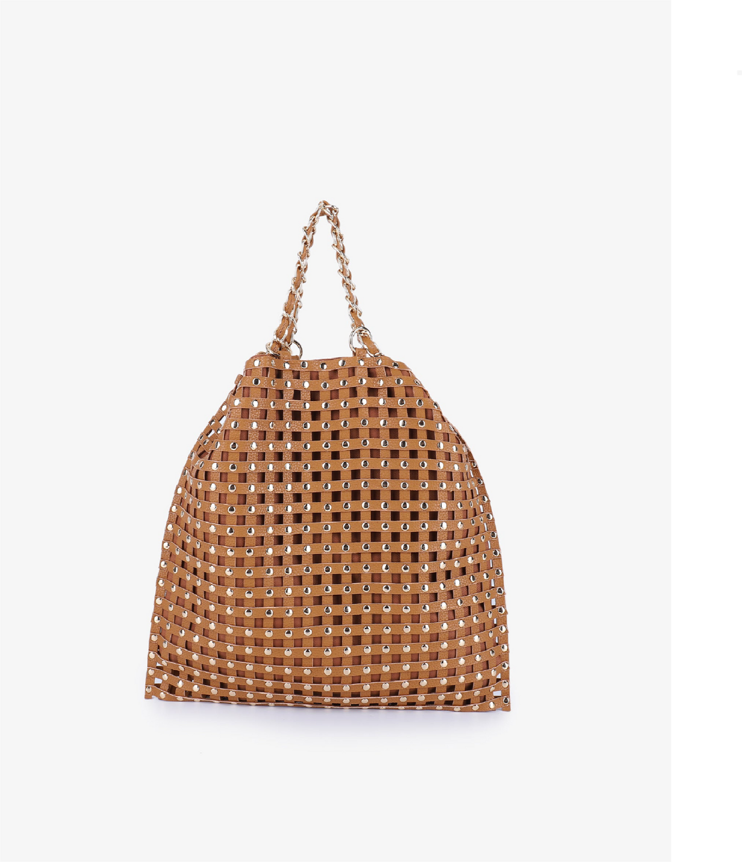 ZOYA STUDDED SHOULDER BROWN