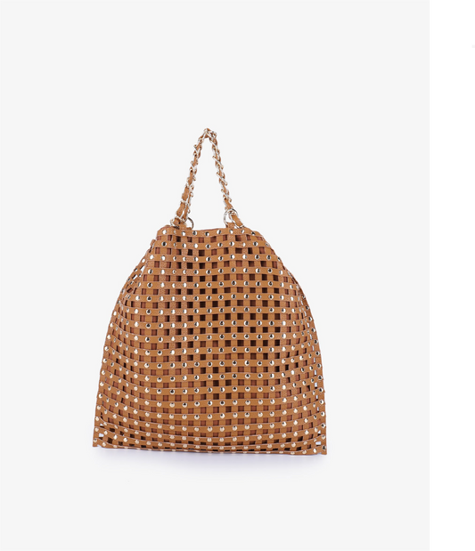 ZOYA STUDDED SHOULDER BROWN