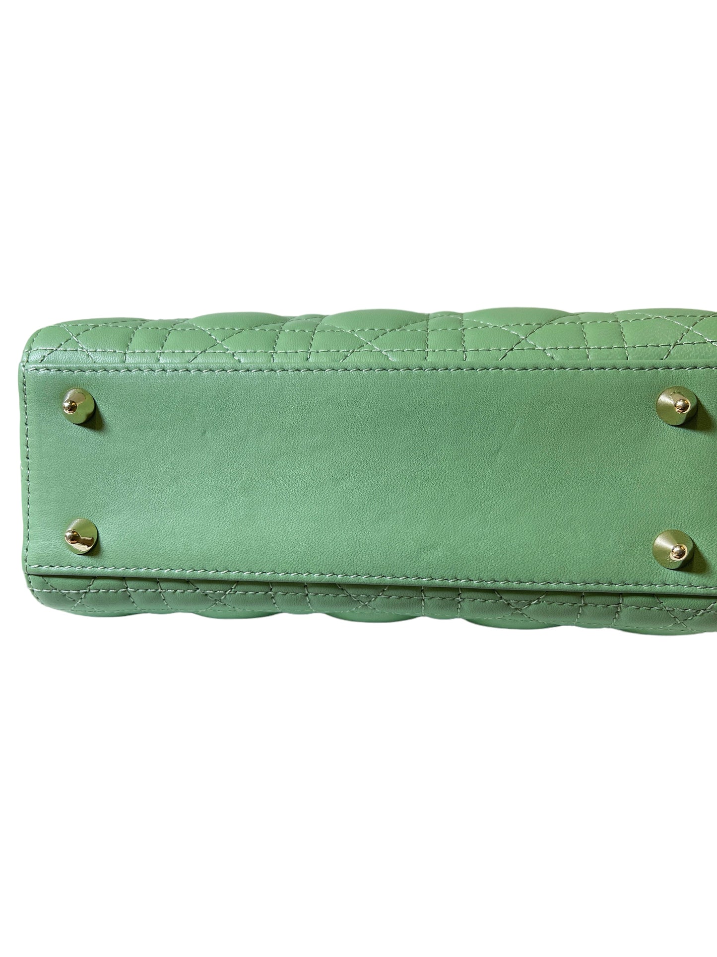 Dior Small Lady Dior ABC  in Green Lambskin and LGHW Enamel Buckle