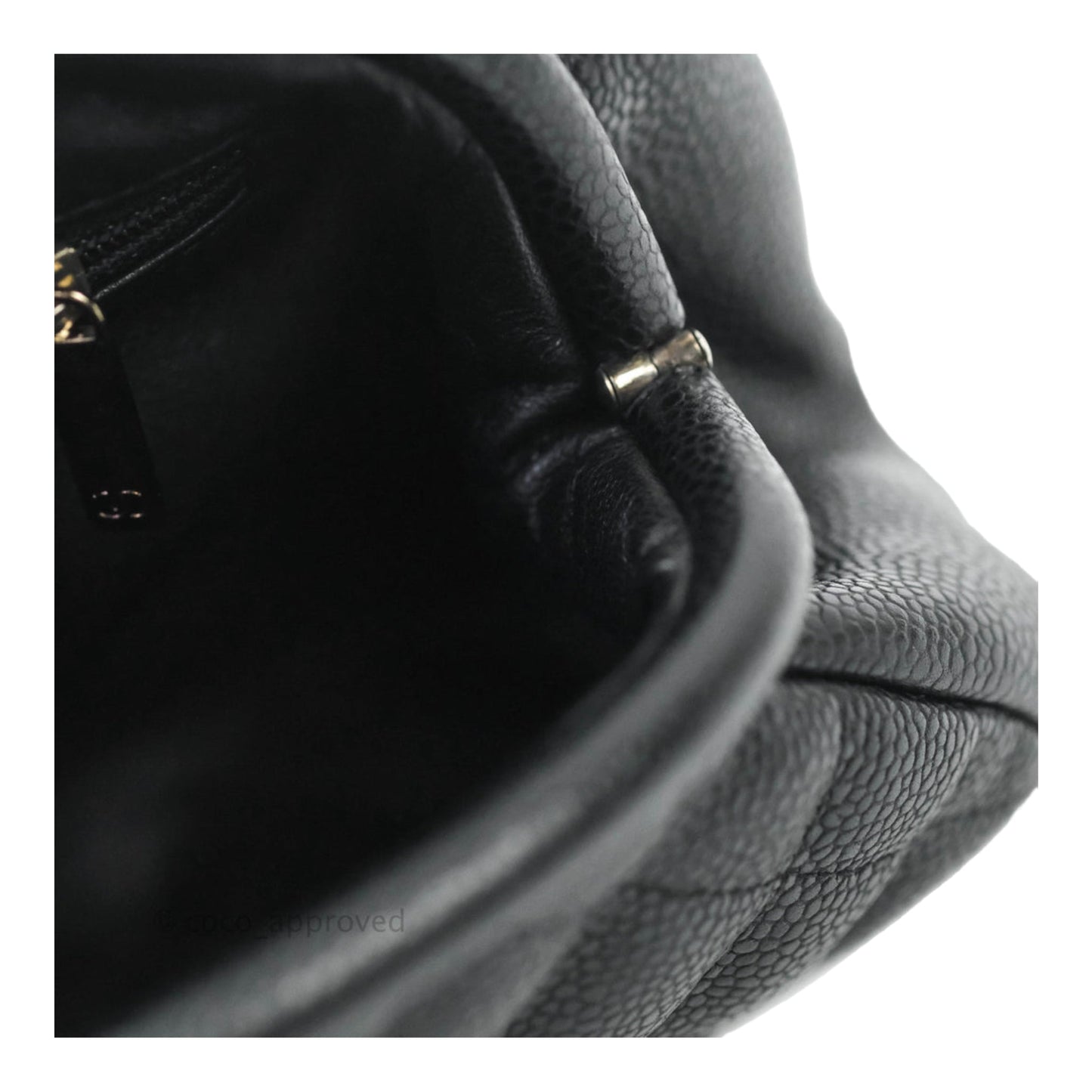 Chanel Quilted Timeless Kisslock Clutch Black Caviar Silver Hardware