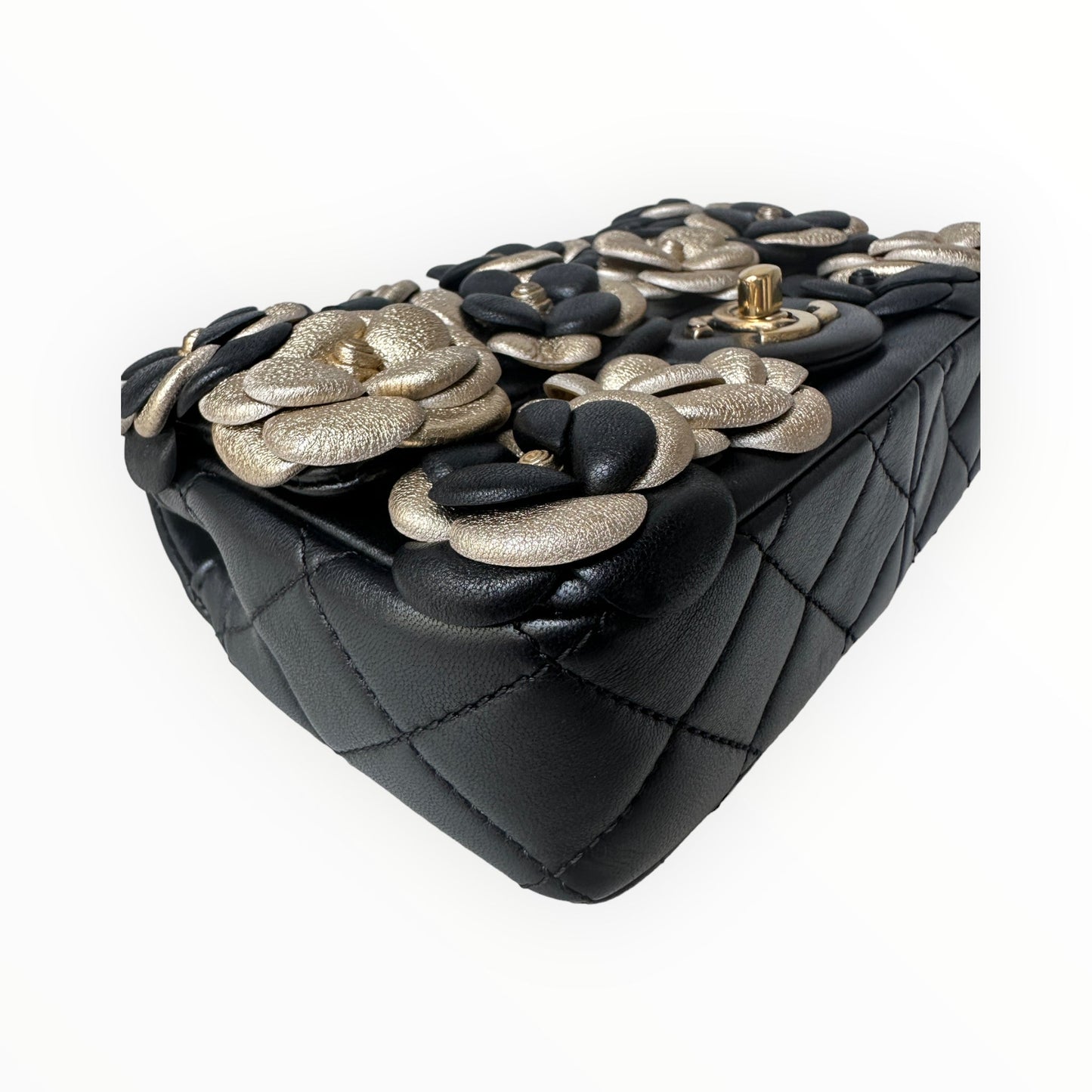 Chanel CC Camellia Flap Bag Embellished Sheepskin Mini