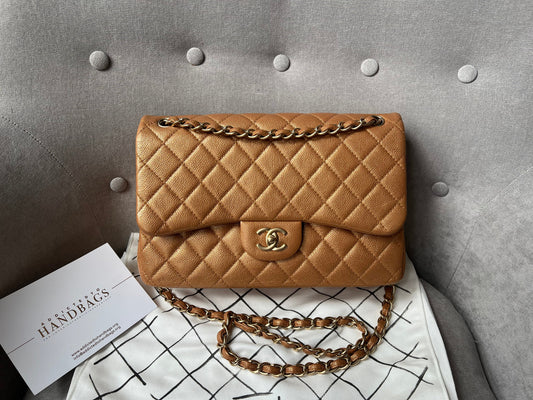 Chanel Jumbo Double Flap in Gold Caviar (RRP £9,670)