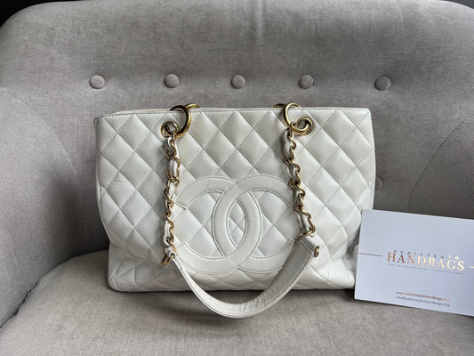 Chanel White Caviar Grand Shopper Tote (GST)