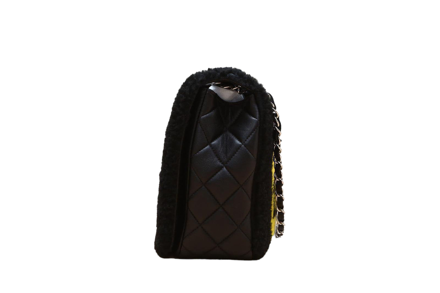 CHANEL 2014 SUPERMARKET COMIC BLACK MULTICOLOR SHEARLING FLAP BAG