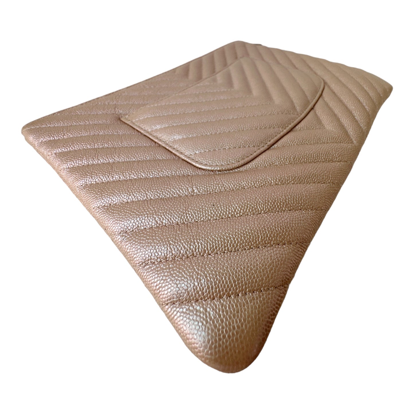 Chanel 17B Rose Gold Caviar Chevron Large O Case