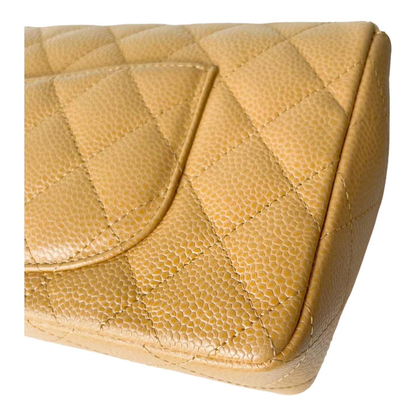 Chanel Quilted East West Flap Dark Beige Caviar Gold Hardware