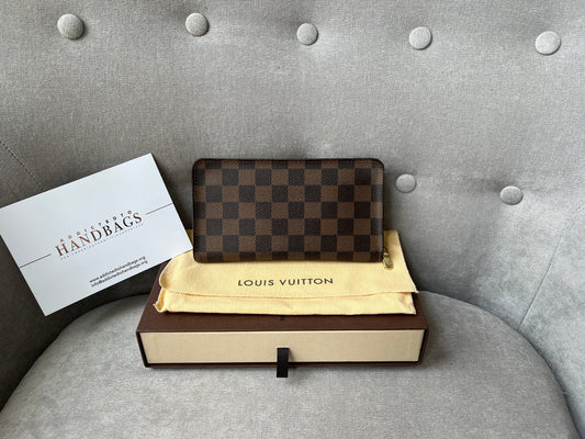 Louis Vuitton Zip Around Wallet in Damier Ebene and Brown
