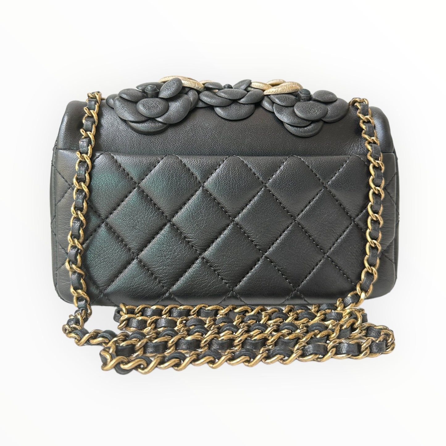 Chanel CC Camellia Flap Bag Embellished Sheepskin Mini