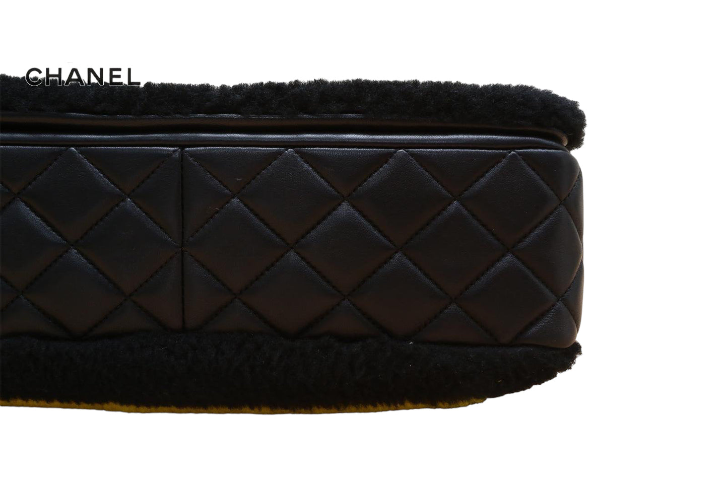 CHANEL 2014 SUPERMARKET COMIC BLACK MULTICOLOR SHEARLING FLAP BAG